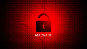 一個帶有 malware 字樣的黑色掛鎖圖標，位於帶有二進制代碼的紅色數位背景上。