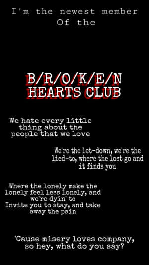以文字為基礎的海報，邀請孤獨的人加入 Broken Hearts Club。