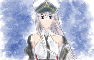 銀髮紫眼動漫少女穿著白色海軍制服，背景是藍天。