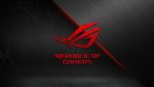 在深色紋理背景上帶有光條的紅色 Republic of Gamers 標誌。