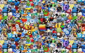數位圖示、應用程式和符號的 Wallpaper 拼貼畫
