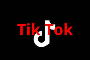 黑色背景上的紅白 TikTok 標誌
