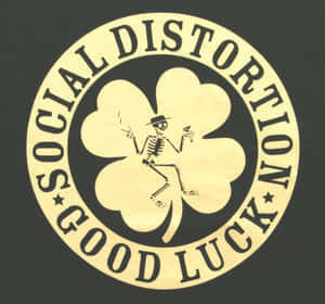 一個戴帽子的骷髏在四葉草內跳舞，帶有「Social Distortion Good Luck」文字。 — 火影忍者海報 壁紙