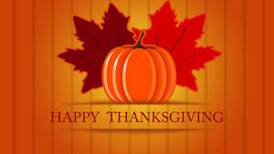 Happy Thanksgiving 圖案，以南瓜和楓葉為主題，置於條紋背景上。