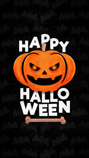 Happy Halloween 圖形，帶有微笑的南瓜燈和骨頭。