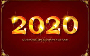 金色2020文字在紅色背景上閃爍，用於新年慶祝。