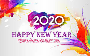 彩色油漆飛濺圍繞著慶祝2020年的粗體文字。