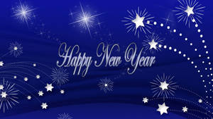 深藍色背景上的Happy New Year煙火表演