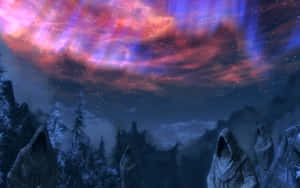 雪地森林中戴兜帽的人物，星空下 — 1280x800 壁紙