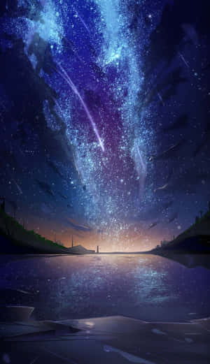 星空像河流一樣傾瀉到暮色中平靜的水道。