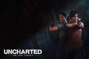 來自《Uncharted The Lost Legacy》的兩名武裝冒險家身處黑暗神廟。