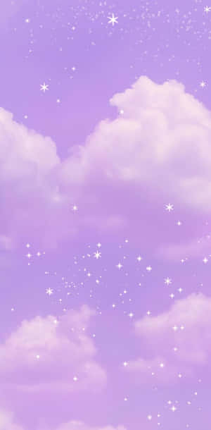 紫色天空，雲朵和閃爍的星星營造出夢幻般的魔法氛圍。
