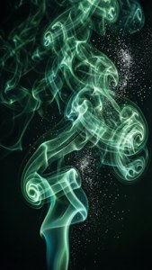 帶有銀色閃光的空靈綠色煙霧。 — 史萊哲林美學 壁紙
