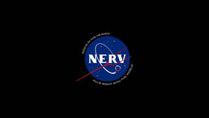NERV標誌，帶有文字和紅色線條，黑色背景
