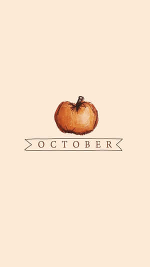 米色背景上帶有October橫幅的南瓜插圖。