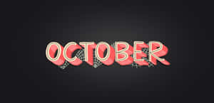 粗體紅色3D字體拼寫出「October」，帶有蜘蛛網細節，背景為深色。 — 秋天 壁紙