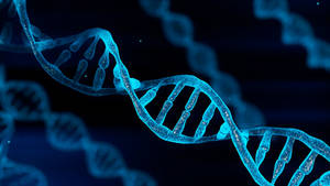 在黑暗科學環境中的發光藍色DNA鏈。 — 科學 壁紙