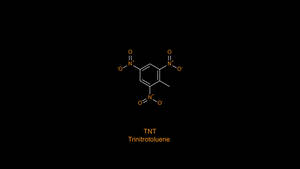 黑色背景上帶有文字標籤的橙色TNT化學圖。 — 科學 壁紙