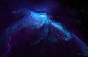 在深空中發光的藍色和紫色星雲，點綴著星星。 — 太空 iPhone 動態圖 壁紙