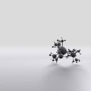 漸變背景上的灰色3D分子模型