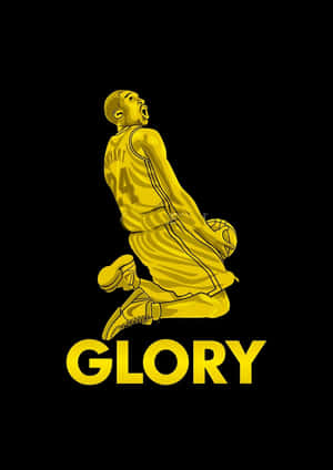 金色插圖籃球運動員以勝利姿勢跪地，帶有「GLORY」文字。
