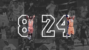 湖人隊籃球運動員在比賽中，大數字8和24突出顯示。 — Jordan 標誌 GIF 壁紙