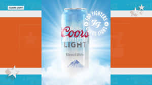 Coors Light 啤酒罐，帶有山脈和太陽光線設計。