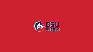 CSU Pueblo 大學標誌，紅色背景上的狼吉祥物