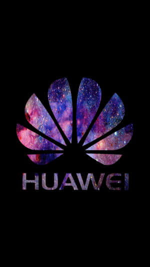黑色背景上帶有銀河圖案的Huawei標誌。 — Huawei 壁紙