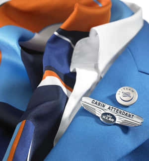 KLM 機艙服務員制服，配有 SkyTeam 襟章及彩色絲巾。 — Galaxy Z Flip 8 壁紙