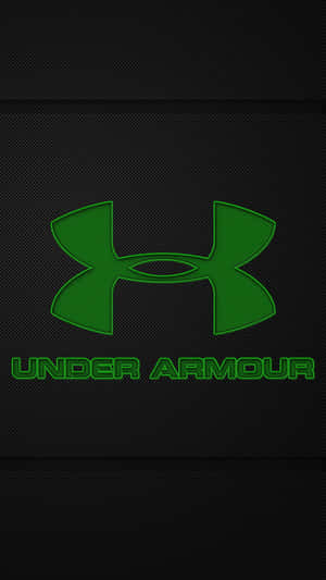 綠色Under Armour標誌在黑色紋理布料背景上。 — 9:16 壁紙