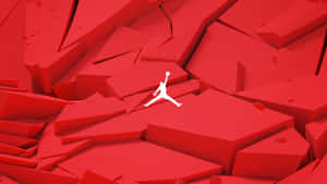 白色Jordan標誌跳過紅色破碎方塊的3D設計。
