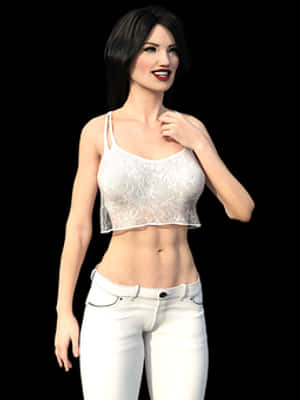 穿白色服裝微笑的3D女孩模型
