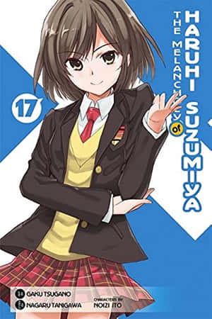 穿著校服的動漫女孩開心地揮手。 — 火影忍者 佐助 GIF 壁紙