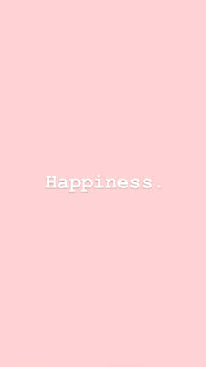 粉紅色背景，以白色文字顯示happiness一詞。 — 淺粉紅色美學動圖 壁紙