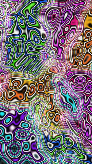 一幅數碼藝術作品，以鮮豔的霓虹色彩呈現旋轉的迷幻圖案。