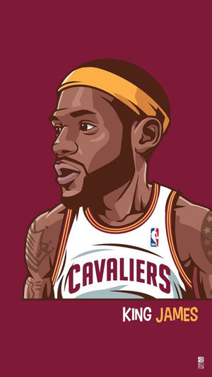 勒邦占士身穿騎士隊球衣，下方有「King James」文字。