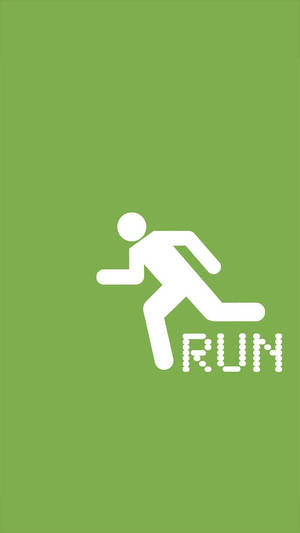 綠色背景上的白色像素化跑步人物圖標，帶有run文字。