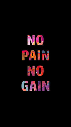黑色背景上以彩色幾何字母呈現的勵志名言 no pain no gain
