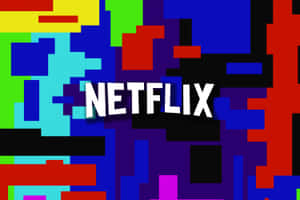 Netflix標誌置於彩色像素背景中央。