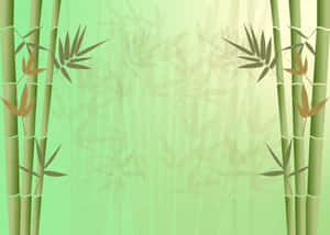 竹莖和葉子框出柔和的綠色漸變背景。