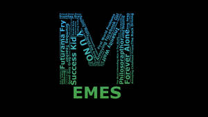 文字藝術詞雲形狀為 'YOUNG'，帶有短語和綠色 'EMES' 在黑色背景上。