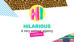 一個色彩繽紛的圖形，帶有氣球字母H和單詞hilarious，適用於創意機構。