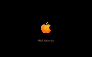 黑色背景上的橙色南瓜Apple標誌及「Think Halloween」文字。