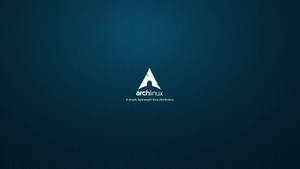 Arch Linux 標誌在帶紋理的深藍色背景上，附有標語