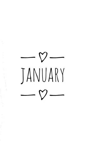 白色背景上帶有心形符號的January文字