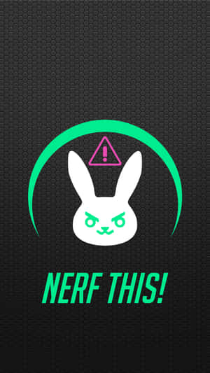 帶有警告符號和「NERF THIS!」文字的憤怒白兔圖標，位於深色六邊形背景上。