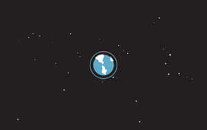 一個藍色地球圖示置於佈滿星星的黑暗空間中央。 — 簡單 壁紙