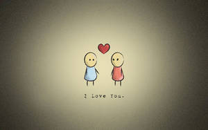 兩個簡單的火柴人，上方有一個紅色心形和 I Love You 文字。