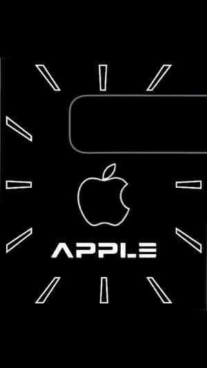 黑色背景上的Apple標誌和文字，搭配白色幾何線條